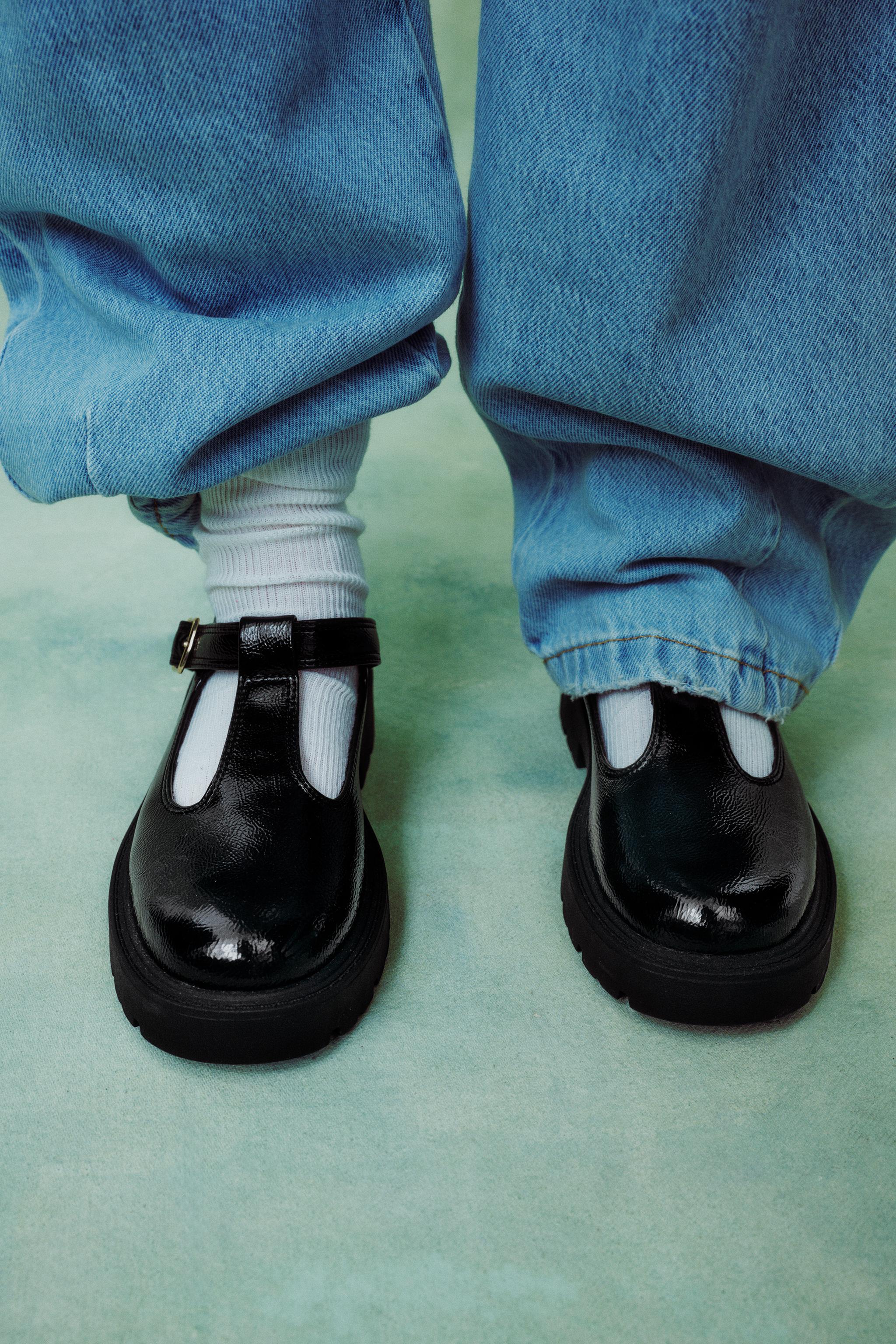 PATENT FINISH T-BAR SHOES